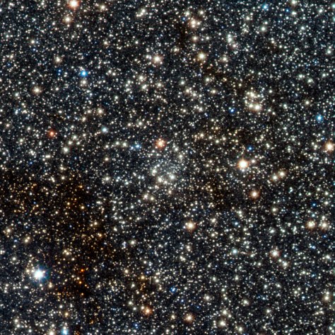   This image from VISTA is a tiny part of the VISTA Variables in the Via Lactea (VVV) survey that is systematically studying the central parts of the Milky Way in infrared light. In the centre lies the faint newly found globular star cluster, VVV CL002. This previously unknown globular, which appears as an inconspicuous concentration of faint stars near the centre of the picture, lies close to the centre of the Milky Way.